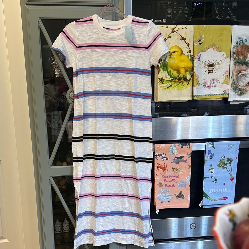Lou & Grey Casual Striped Cotton Tee Shirt Dress NWT XSP Preppy Summer